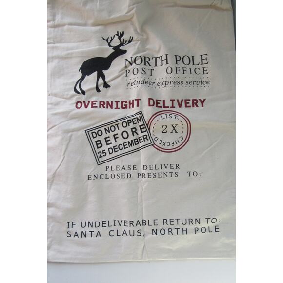 JOYIN 3 PC Christmas Large Canvas Gift Bag 26" x 19" Drawstring Santa Burlap New - Picture 2 of 8